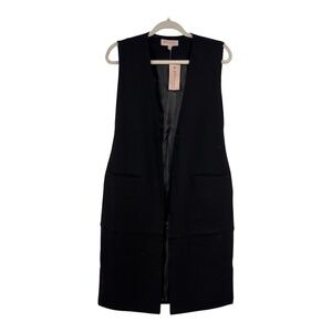 Philosophy Republic Clothing Womens Black Longline Open Front Vest Duster Small
